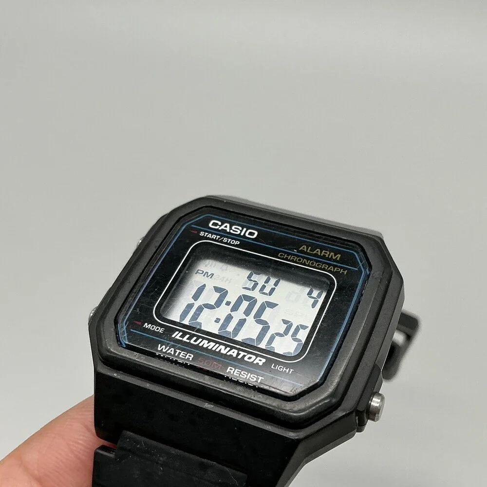 Casio W-217H Mens Watch 38mm Digital Black Illuminator Alarm Chrono New Battery